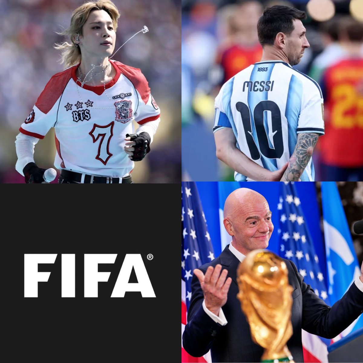 24_morelos's tweet photo. CAMISETA DE JIMIN SUPERA A LA DE MESSI EN SUBASTA BENÉFICA DE LA FIFA

La camiseta que Jimin, integrante de BTS, utilizó durante el espectáculo de medio tiempo de la final de la Copa del Mundo 2026 se convirtió en el artículo más cotizado de la subasta benéfica oficial organizada por la FIFA, al alcanzar una oferta de 15 mil dólares.

La prenda del artista surcoreano supera ampliamente la camiseta autografiada por Lionel Messi y los guantes usados por Madonna durante el evento, que registran pujas cercanas a los 6 mil 500 dólares cada uno.

La subasta, organizada por Christie’sen colaboración con FIFA y Global Citizen, destinará lo recaudado al FIFA Global Citizen Education Fund, que apoya proyectos educativos para niños y jóvenes en distintas partes del mundo.