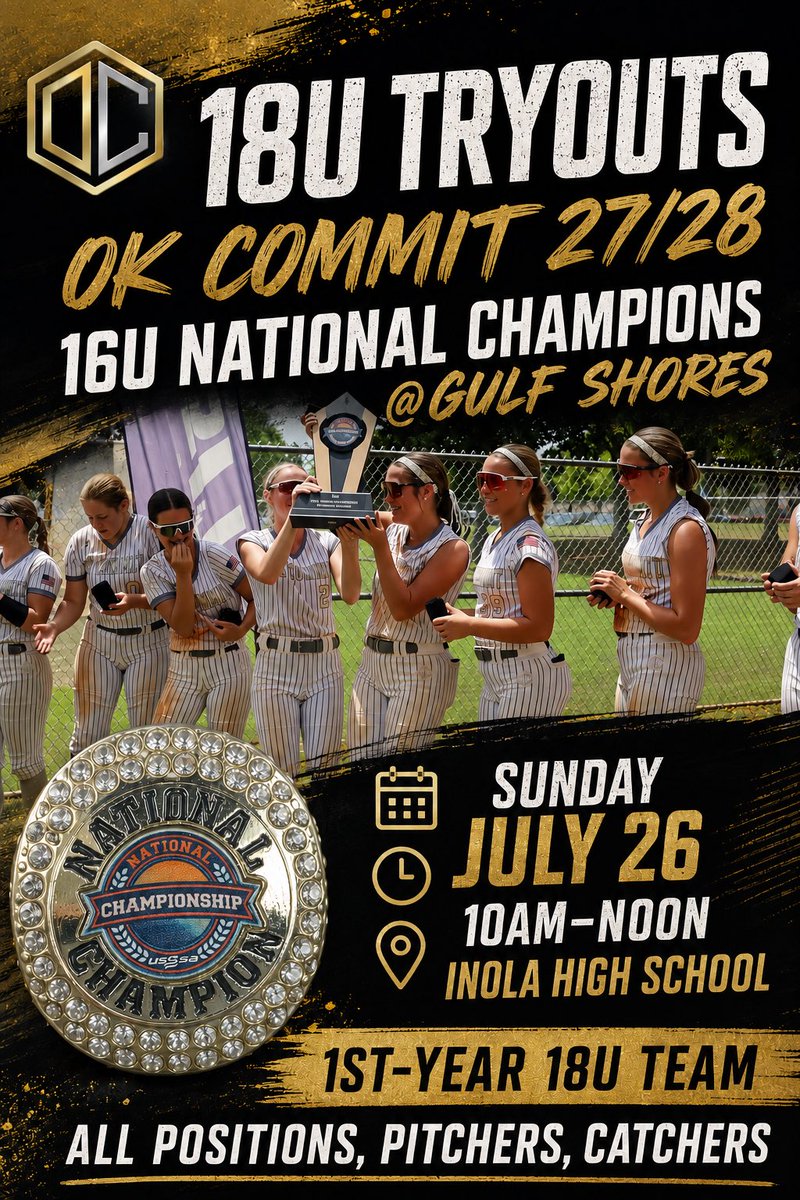OKCommit2728's tweet photo. 2010 &amp; 2009 players! Tryouts tomorrow morning! https://t.co/b6EUAIuyZF