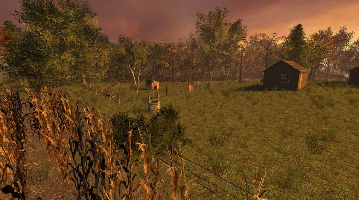 CeviSamy's tweet photo. Hodgetts Farm from Project Zomboid! 

A one-of-a-few small projects I have going on in between my Opal stuff! 

A friend and I have our current base established here. Often when we play, I look around at the structures and think of how absolutely possible it is to recreate them in Hammer Editor! 

Took a "few" liberties with the main house, as a few of the roofs, windows and walls, or the absence of windows and walls rather, I find horrific.