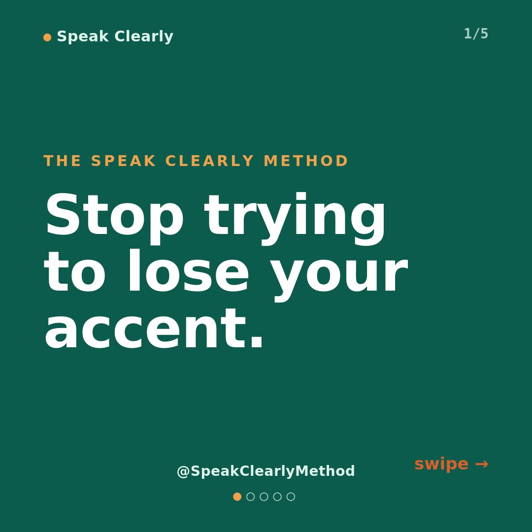 SpeakClearyM's tweet photo. You don't have to lose your accent to be understood.
Only 1 in 4 English speakers learned it as their first language — most conversations happening right now are between two people who learned it later. Just like you.
The goal was never to sound native. It's to be understood. https://t.co/ET6A9xUEo0