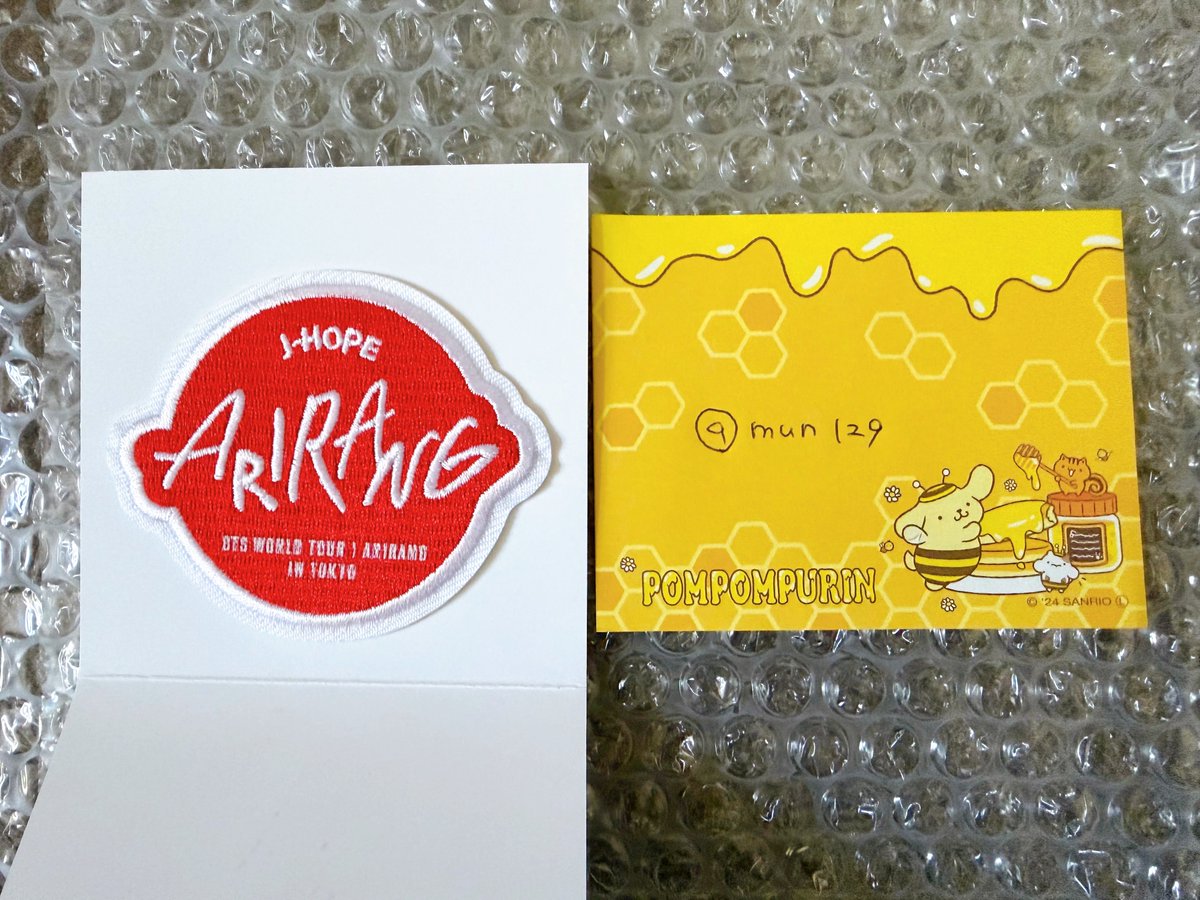 mun129's tweet photo. @b
BTS ARIRANG Wappen Sticker_Tokyo 交換 ワッペンステッカー

譲 ○ J-HOPE

求 ● V

郵送交換(同日発送)希望です📮
お気軽にお声がけください🙇 https://t.co/Q84QJfWznB
