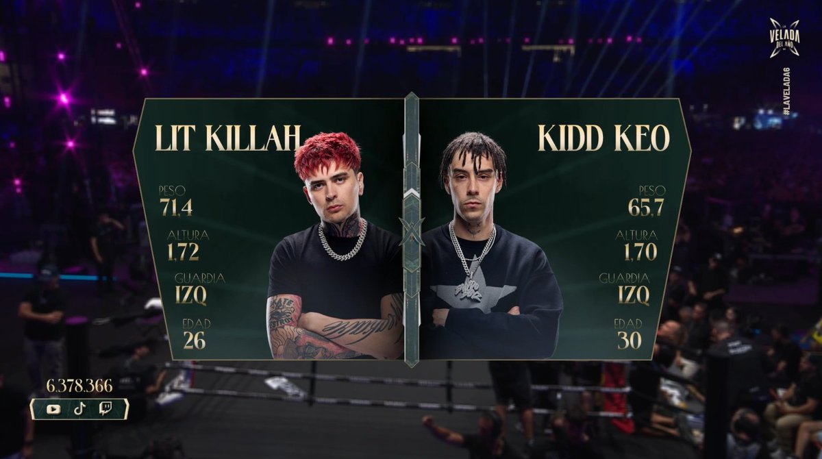 INF0IBAI's tweet photo. 🥊 || Comienza el séptimo combate de #LaVeladaDelAño6, Lit Killah vs. Kidd Keo https://t.co/zIHV9hAhxY
