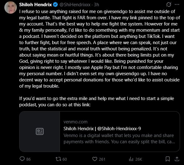 JustJenRX's tweet photo. Hey @Venmo you canceled me for being a Trump supporter, but you allow a Black convict to pose as Shiloh Hendrix to scam people out of their money? 

You’re condoning wire fraud, and the @FBI and @FDICgov will be notified…IMMEDIATELY. https://t.co/QvgUy9Jhp4