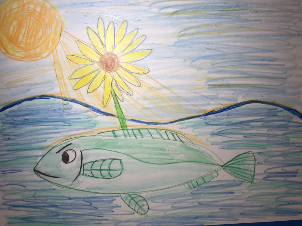hironpa002's tweet photo. ヒマワリウオ
（色鉛筆画）

#ひろんぱ脳内水族館 

#絵描きさんと繋がりたい 
#BorderlessArt
#DisabilityArt
#OutsiderArt https://t.co/eXmKzC3bzd