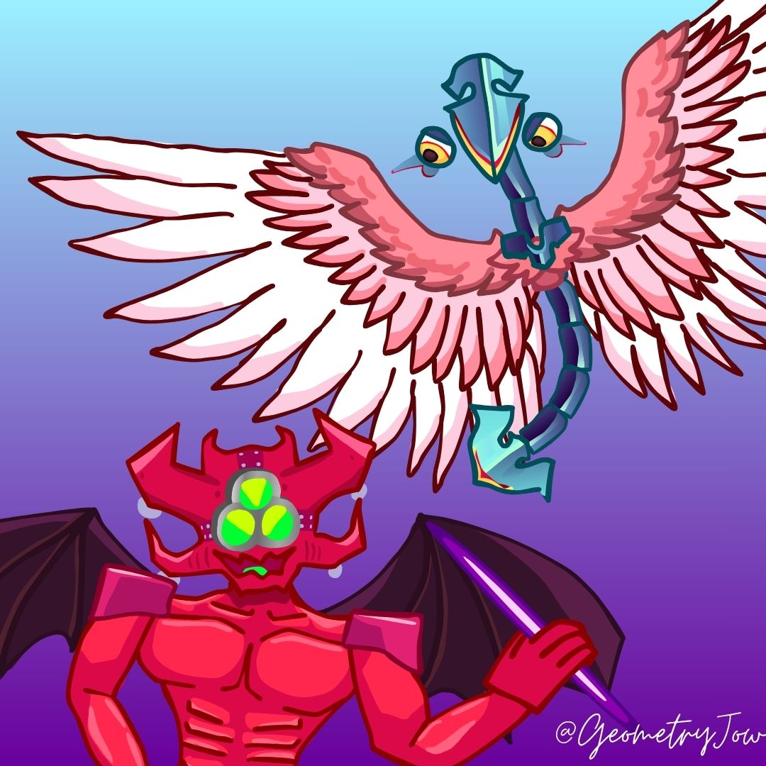 Geometryjow's tweet photo. @Svbwoofer Fanart of my 2 favorite bosses of my 2 favorite levels of each category
(X, lo siento por romper la promesa de que no publicare nada en X... pero supongo que es la unica forma de que Subwoofer lo viera) https://t.co/et5VdGNmv9
