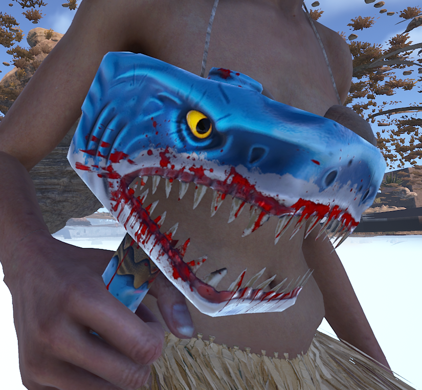 FancyOrb_'s tweet photo. Here is interesting lore about the shark hammer. We tried making this the first transparent hammer by opening the mouth. But unfortunately it made the hammer look weird from some angles due to the limitations of the skin

I'm curious if you think we made the right call by scraping the idea, or if you would've liked this concept! Poll below!

Also this skin is on the Rust store for $2! All proceeds go to charity!