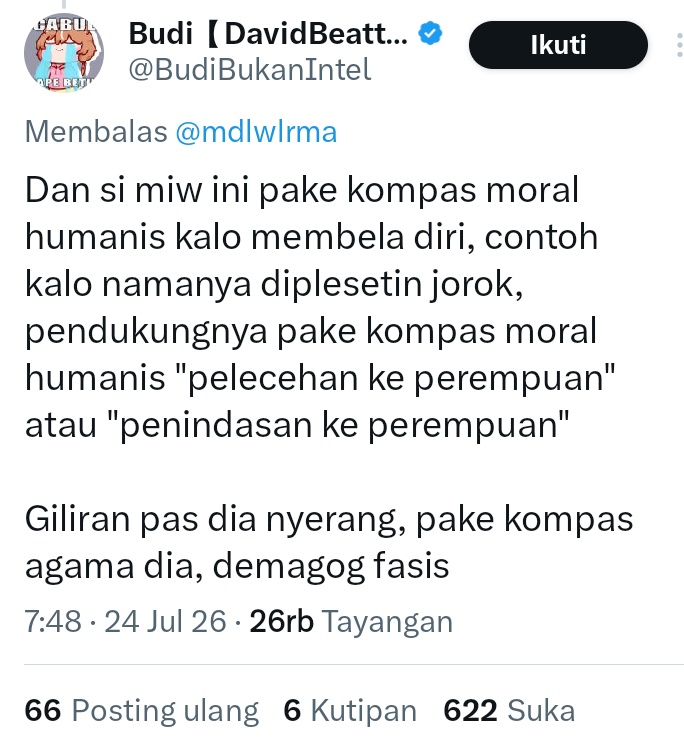 ismailhasan13's tweet photo. Orang yg ngaku pembela orang2 yg terzalimi gini malah lempar bensin ke persoalan yg harusnya sudah diklarifikasi berkali kali tiap tahun, selama 5 tahun.
Kompas moral mu buruk banget @BudiBukanIntel https://t.co/WN1o2tbPCZ