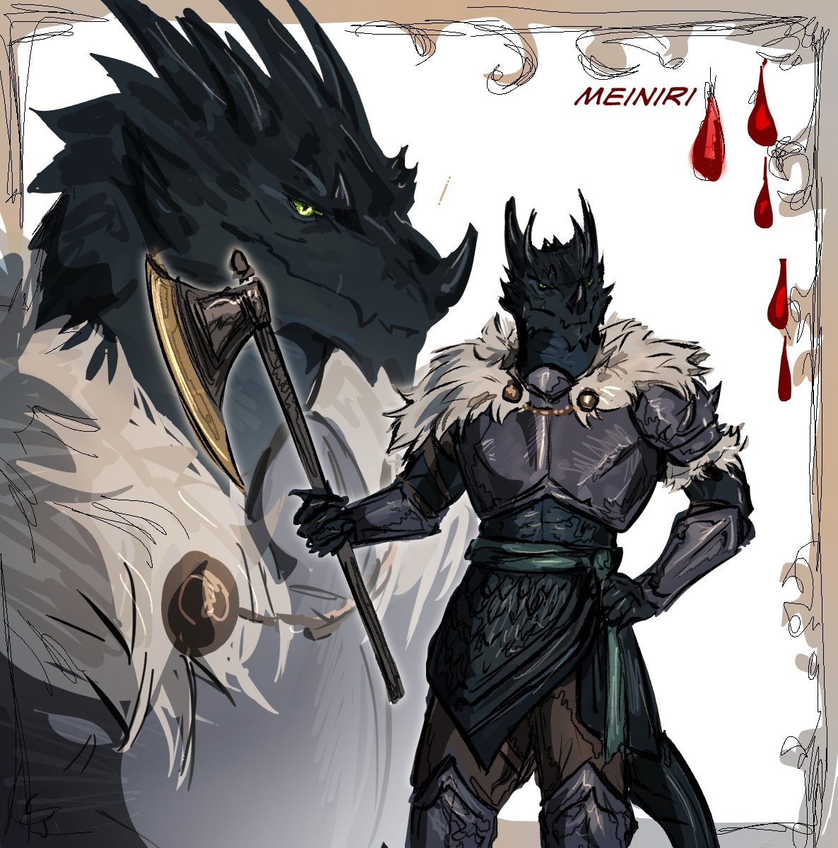 meiniri3's tweet photo. 🩸RAHHHH i love dragonborn chars!!! Arfight attack!!

🩸character belongs to @greseadraws  
#artfight2026 #artfight https://t.co/lK2pSZ5zJV