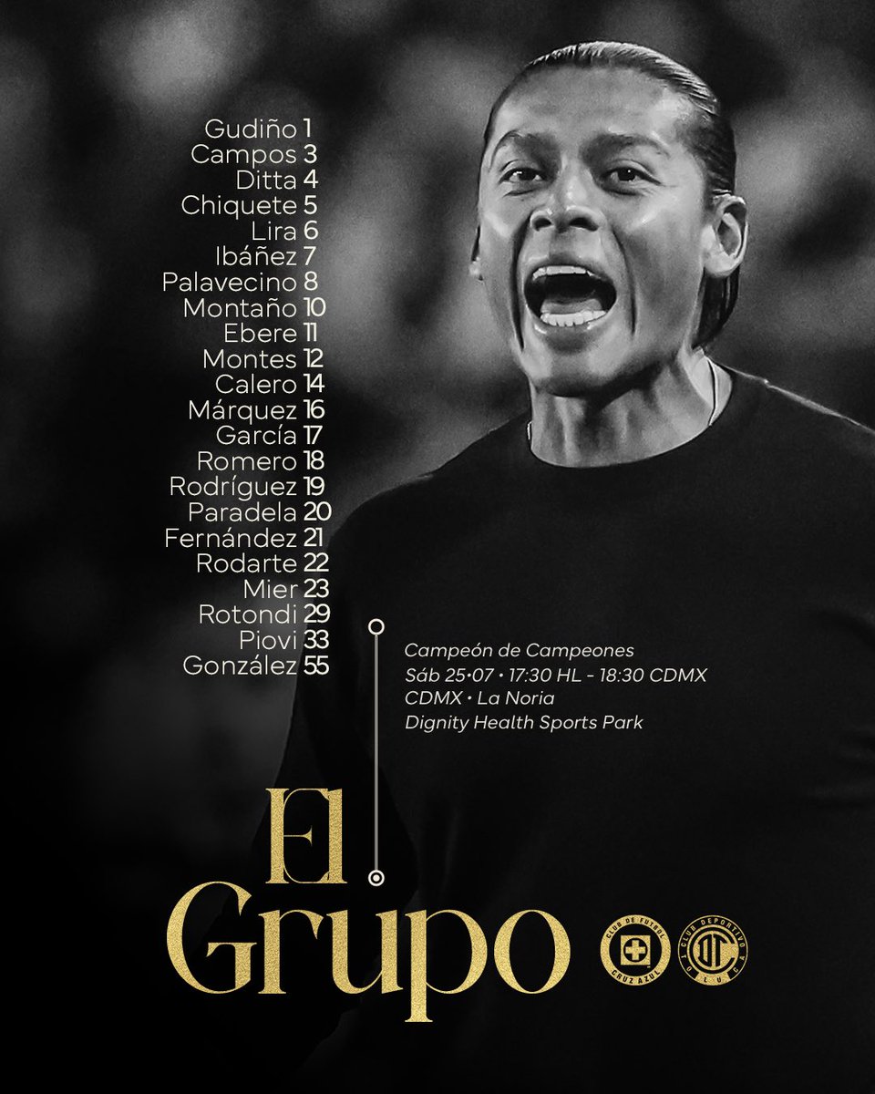 CruzAzul's tweet photo. El grupo para el Campeón de Campeones. 💙⚽️ https://t.co/LjQUB9B83v
