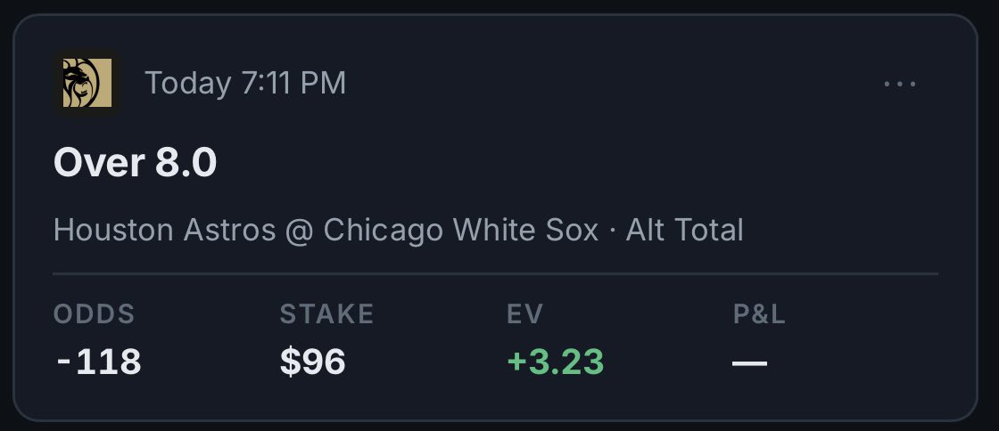 AdamSharpLine's tweet photo. Cashed on both of our MLB plays so far today, making us 5-0 on our last 5 MLB plays posted on #X. 💰 

We have 2 more +EV edges for our followers in tonight’s games as well. 💜

Houston Astros/Chicago White Sox Over 8 (-118)🤠🧦
Colorado Rockies/Milwaukee Brewers Over 9 (+102)🏔️🍺