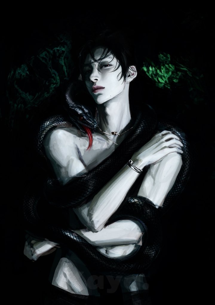 Uihwon_0302's tweet photo. Bound by snakes, unyielding at heart.
#ParkWonbin #RIIZEWonbin #원빈 #박원빈 #FanartWonbin #DarkFanart #SerpentAesthetic #KpopFanart #DarkIllustration https://t.co/jzzmhV5ilO