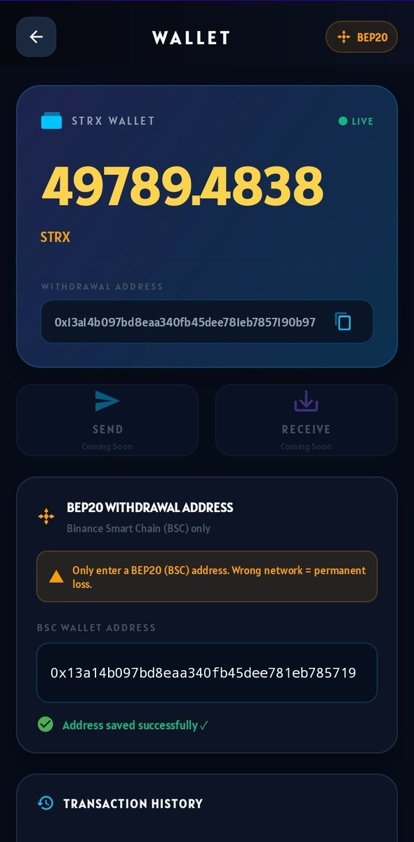 Omega_a1234's tweet photo. #starxnetwork #starx

📢 StarX Network – Wallet Submission Update is Now Live! 👛🚀

We are pleased to announce that the latest StarX Network update is now live!

To prepare for the upcoming TGE and STRX distribution, all users are requested to submit their BNB Smart Chain (BEP-20) wallet address.

👛 How to Submit Your Wallet Address

1. Open the StarX Network app.

2. Go to Menu → Wallet.

3. Enter your BNB Smart Chain (BEP-20) wallet address.

4. Save your wallet information.

🦊 Add STRX to MetaMask

After submitting your wallet address, please add the StarX Network (STRX) token contract to your MetaMask wallet so your STRX tokens will appear once distribution begins.

Network: BNB Smart Chain (BEP-20)

STRX Contract Address: 0x6922a60739f978cF84cA60712CaE1f3FAa1E52aa

📖 MetaMask Setup Guide

If you need help adding the STRX token to MetaMask, please follow our official step-by-step guide:

🔗 https://t.co/1FLlslDg69…

⚠️ Important Notice

• Only submit a BNB Smart Chain (BEP-20) wallet address.
• Double-check your wallet address before saving it.
• Do not submit addresses from other blockchain networks.
• Please follow the MetaMask guide carefully before adding the STRX token.

🚀 StarX Network
✅️ Total supply 90,000,000
✅️ Mining begins in 16/08/2025
✅️ KYC started 2026
✅️ Q3~Q4 2026 will be listed exchange
✅️ Listing taget price = $0.1 ~$1.0
✅️ Now mining speed = 0.1563/h

Register here:
https://t.co/yPOfYUCXXx
ref.code : a1234