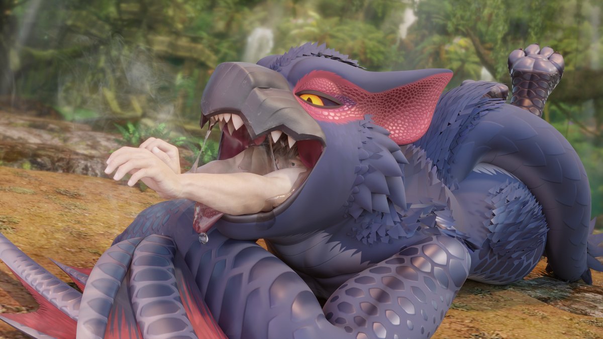 chutos12's tweet photo. This is an alt of the image of the snake from earlier

Nargacuga model by: Toastador
Generic human: smutbase https://t.co/QvSDmrvuHK