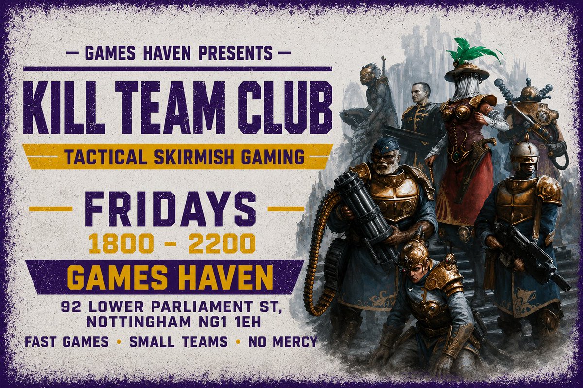 GamesHavenNotts's tweet photo. Nottingham Killteam Gaming Every Friday Night @GamesHavenNotts #LoveNotts &amp; #MeetInNottingham #GamesHaven @nottm_events https://t.co/k1v76qLq4D