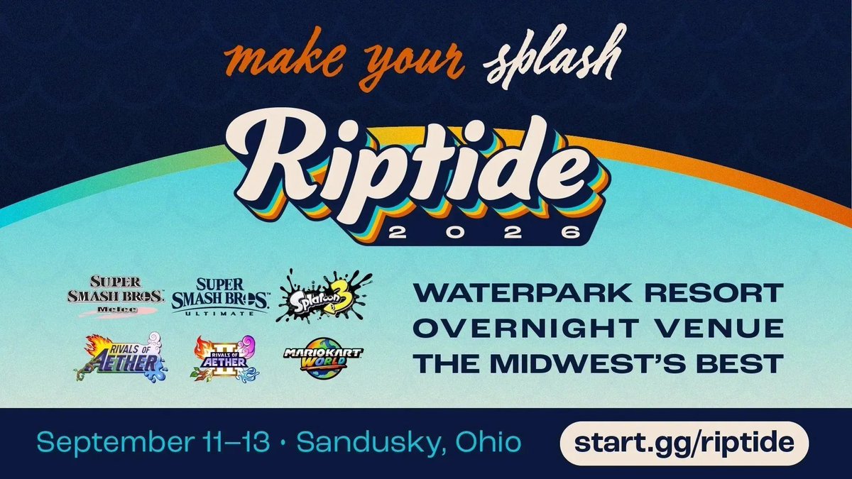 RiptideSSB's tweet photo. 🗓️1 week remaining before Riptide enters its late registration phase! Venue fee increases on August 1st! https://t.co/5CfToAqNVp
