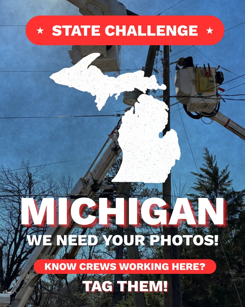 TallmanEquip's tweet photo. Michigan utility crews, we're looking for photos of your beautiful state! 🇺🇸
Got a great shot in your camera roll? Send it in before July 31st to have it entered in our 2027 calendar photo contest!
https://t.co/9m5WSRVVuJ
#LinemanLife #Linework #Michigan
https://t.co/tOpDJFhIzu https://t.co/dvtK288Z0R