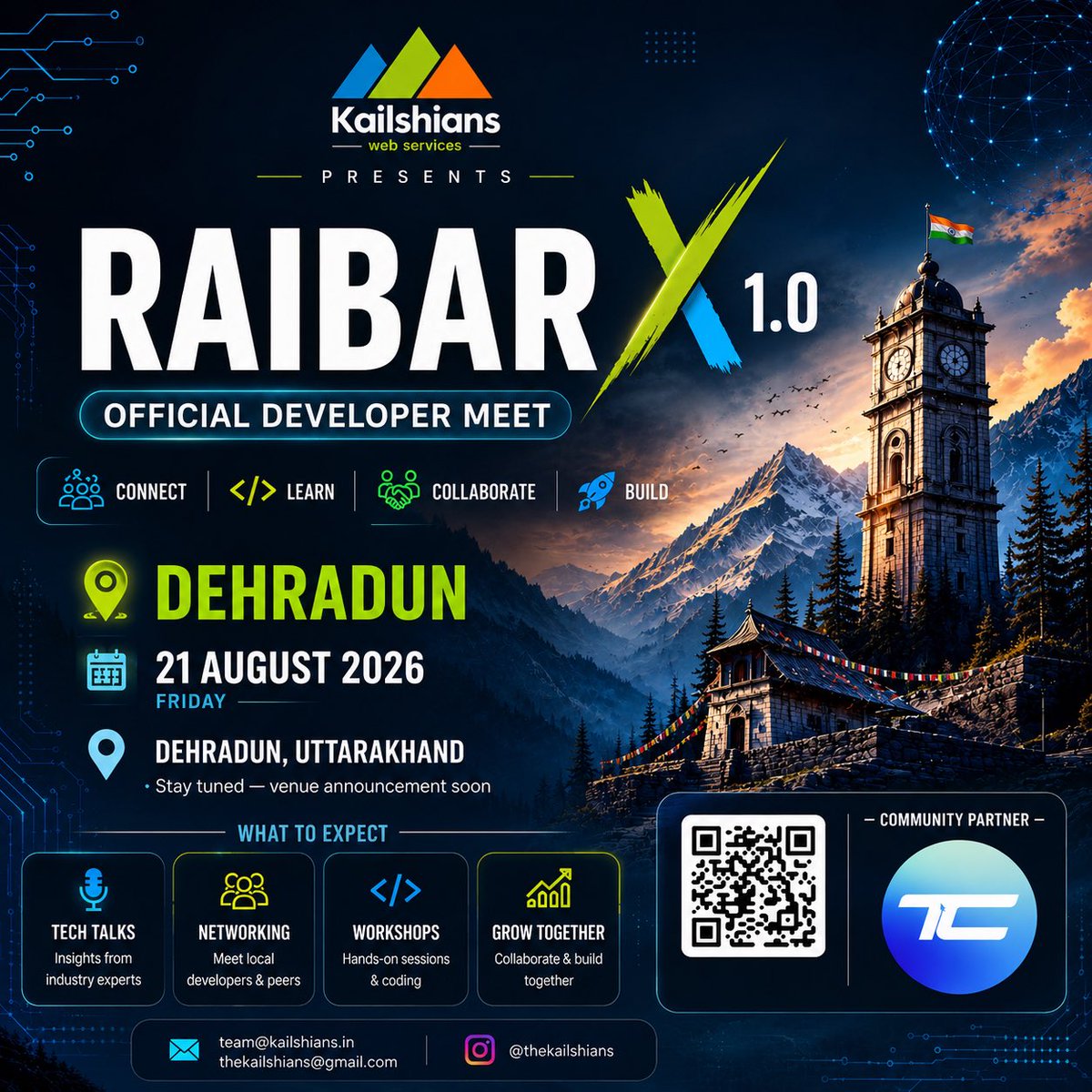 thekailshians's tweet photo. Proud to welcome Tech Tribe as the Community Partner for RaibarX 1.0! 🤝
Together, we're bringing developers, creators, and innovators together to strengthen Uttarakhand's tech ecosystem.

#RaibarX #TechTribe #CommunityPartner #Dehradun #TechCommunity https://t.co/oVoSvvf05T