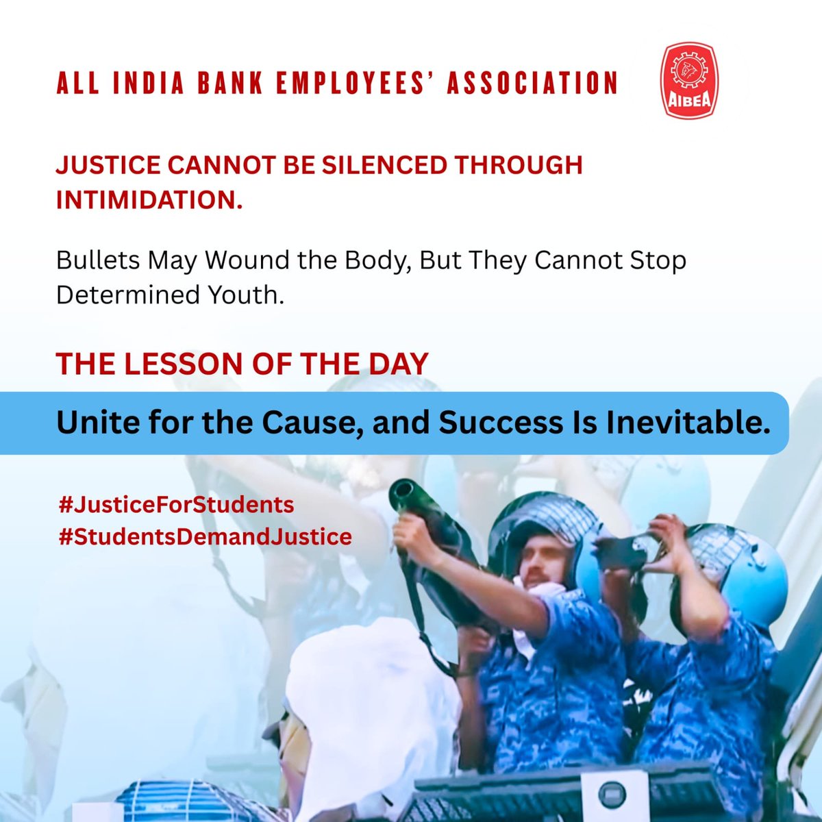 AIBEAofficial's tweet photo. The Lesson of the day

Unite for the cause and Success is inevitable 

#AIBEA https://t.co/hcA7vzqRMj