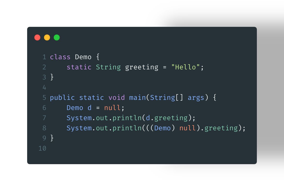 latiifsh's tweet photo. This code compiles and NullPointerException is a mirage! https://t.co/j0TOLpEd9I