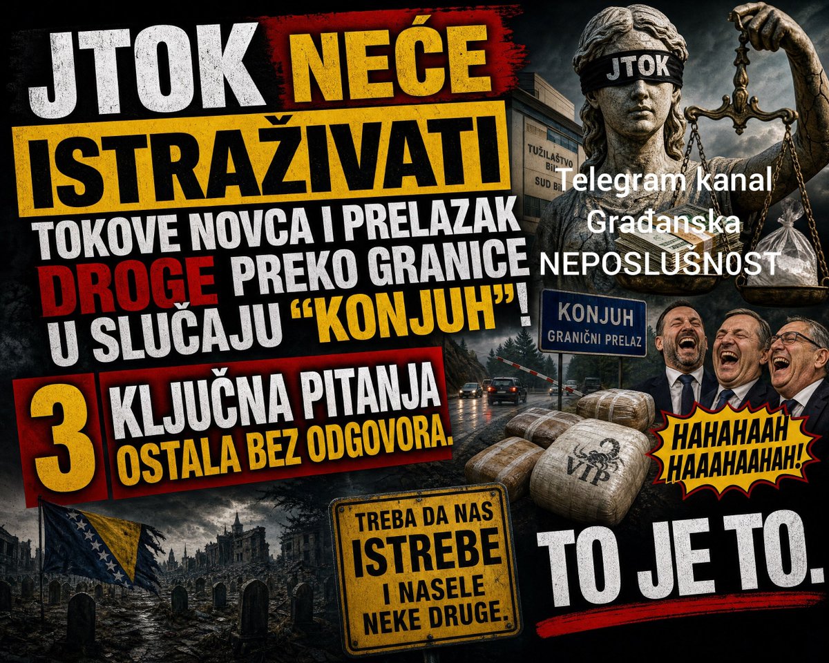 Ortodox_Serb's tweet photo. ⚠️Треба да нас истребе и населе неке друге, заслужили смо. ЈТОК неће истраживати токове новца и прелазак границе за случај Коњух где је пала роба Гашића. https://t.co/SxHNazPvzr