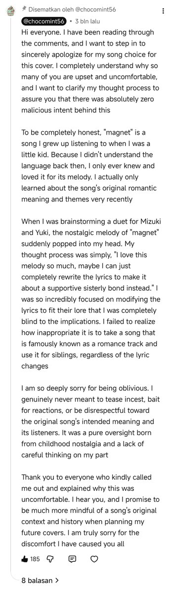 ChaniagoNabil's tweet photo. 5. Personal Attacks: Framing my "Ena waifu" bio joke as weird is just malicious. And my Akiyama siblings "Magnet" cover explicitly stated in the description it was about their unbreakable bond and tragic lore, not the original song's romantic implications https://t.co/v3yJzo5nAB