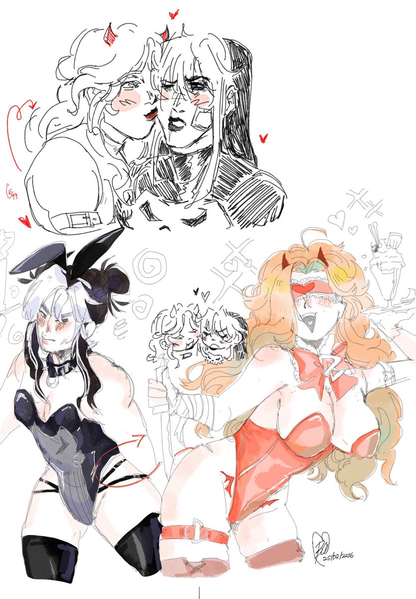 _BeautyArt's tweet photo. When me and @concreteeater99 draw together, not a sound can be heard. 
Maximum lock in to draw the best yuri ❤️🖤 #fratt https://t.co/3UvamiwOq3