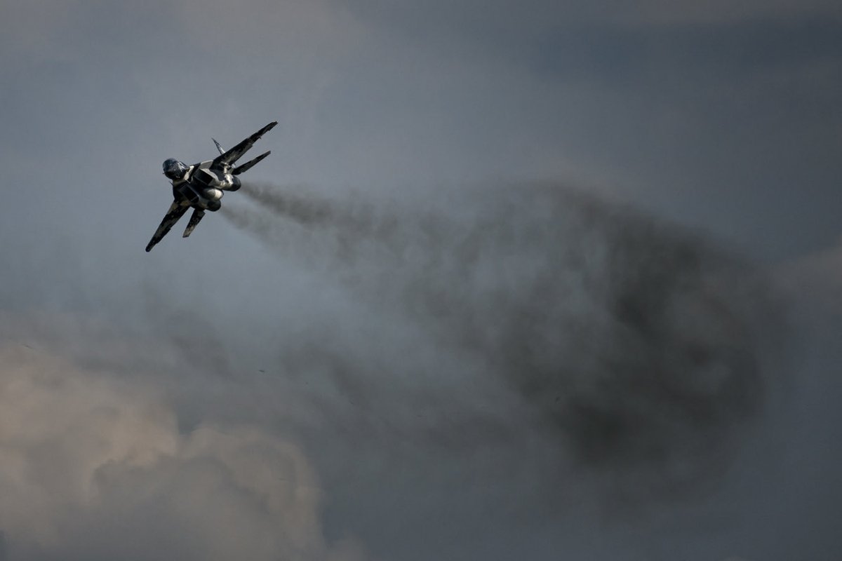 EAA's tweet photo. NASA Administrator, @NASAAdmin (Jared Isaacman), brought the thunder in his MiG-29 during the Friday #OSH26 Air Show.

#mig29 #aviation #avgeek #fighterjet https://t.co/sGfkjOCdVI