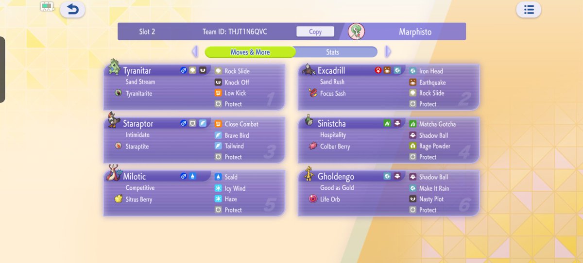 Marphisto's tweet photo. First VGC locals win with the new Sand team that everyone is playing! Only made a few changes (Ttar: low kick and 1 more speed 1 on Ttar for the mirror!, Excadrill: Earthquake for High Horsepower)

R1: Mega Blaziken Toxapex 🐤
R2: Mega Greninja 🐸
R3: Mirror Match 🪞 https://t.co/l6amxukI6m