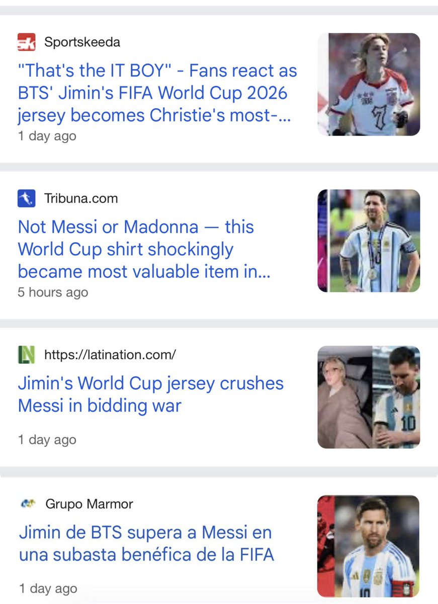 jiminticaI's tweet photo. guys… the amount of media saying “jimin leaves messi behind” 😭 that’s #jiminimpact https://t.co/YCryIlRZz0