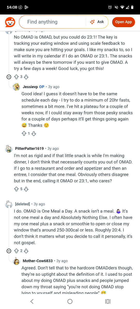 kurukyunn's tweet photo. @rocorats @dustyporcelain I suppose it's similar fasting then where "dirty" fasts allow small >50 kcal snacks
I mostly look at OMAD advice on reddit (scary Ik) which is where I got the idea but it's nice to know that it's more of a smaller consensus, thank you https://t.co/o6R1ar6bec