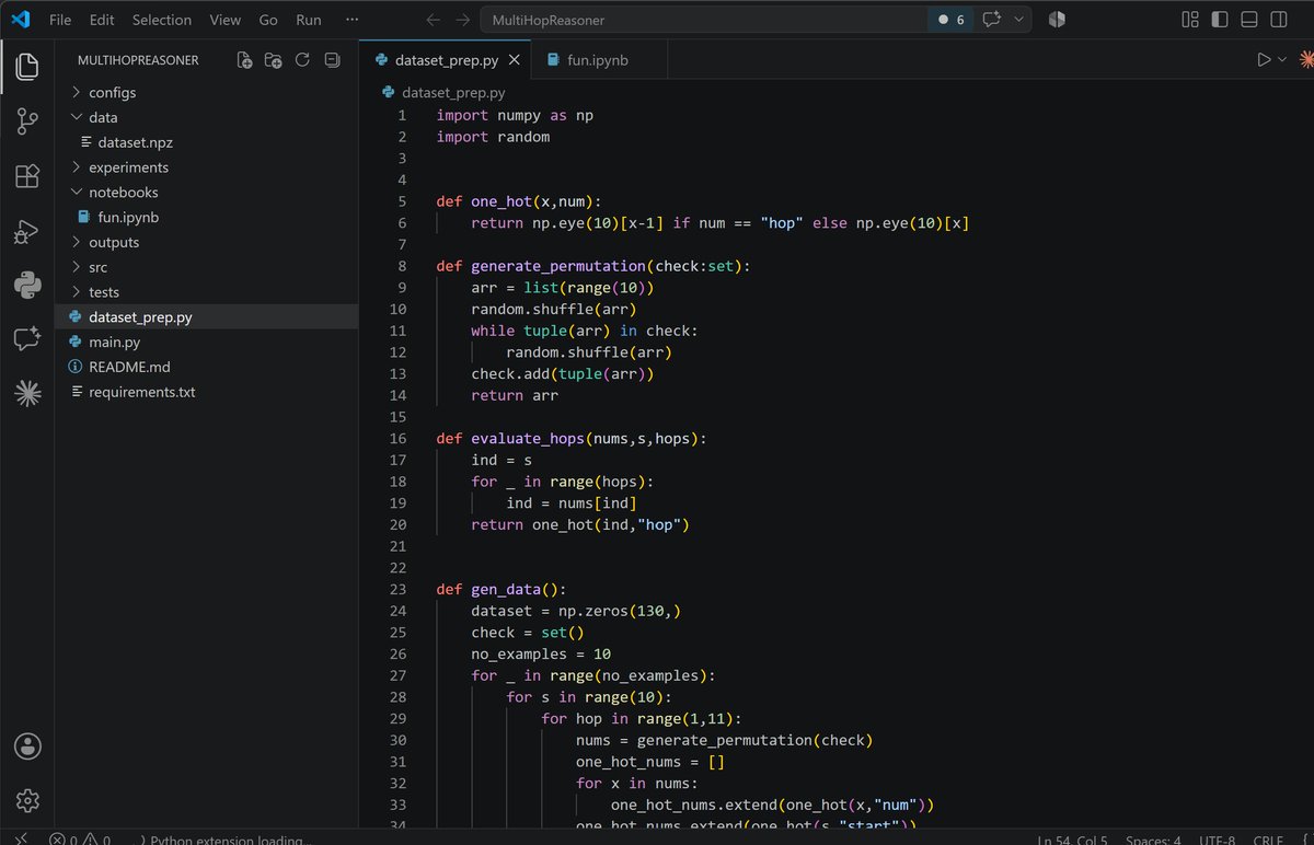 codepragrr's tweet photo. #100DaysOfCode Day 27: Finished synthetic data generation for my multihop reasoning project. https://t.co/Zc3jpdm9As