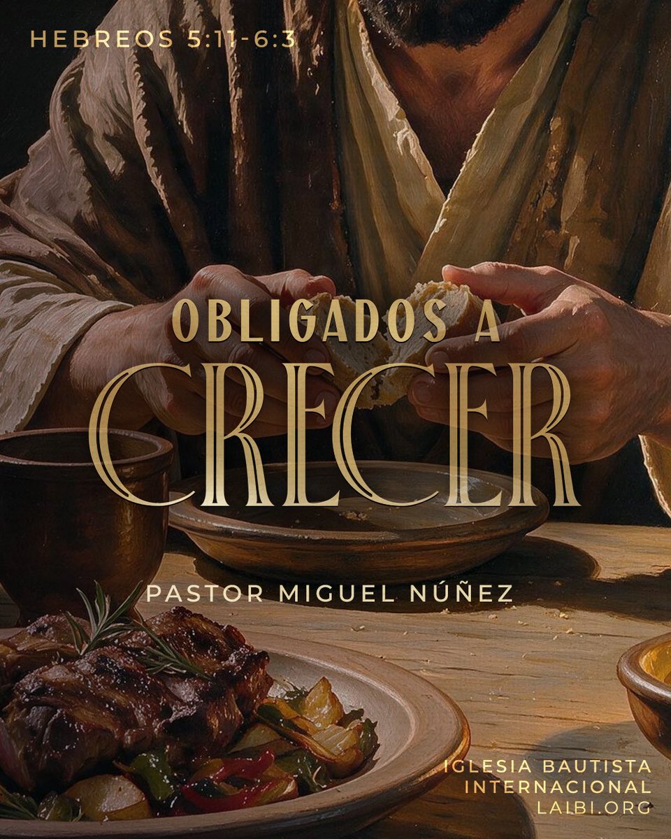 LaIBI's tweet photo. La madurez espiritual no consiste en tener una Biblia, sino en alimentarse de ella.

El pasaje de este domingo nos confronta con una realidad: podemos tener delante toda la riqueza de la Palabra de Dios y, aun así, conformarnos con lo elemental en lugar de crecer hacia la madurez en Cristo.

La pregunta no es cuánto tiempo llevas siendo creyente, la pregunta es: ¿estás creciendo?

Este domingo en la IBI el pastor Miguel Núñez estará predicando el sermón «Obligados a crecer» basado en Hebreos 5:11 - 6:3.

Servicios a las 9:00 a.m. y 11:45 a.m. en #LaIBI
Transmisión: https://t.co/5mR1i8Ns1h