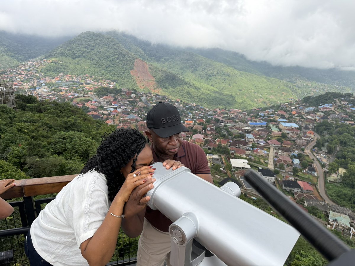 FirstLadyBio's tweet photo. Today, as a family, we decided to spend some much-needed quality time together exploring the beauty of our beloved Sierra Leone.

Our journey began at Leicester Peak, where we took in the breathtaking panoramic view of Freetown from the mountains—a reminder of just how beautiful our capital city truly is. From there, we visited Tacugama Chimpanzee Sanctuary, where we witnessed its remarkable development and, most importantly, gave our children the opportunity to learn about the lives, conservation, and protection of our precious chimpanzees.

We rounded off this wonderful day with some peaceful family time at the farm, enjoying nature, laughter, and each other’s company.

In the midst of our busy schedules, moments like these remind us of the importance of family, creating lasting memories, and appreciating the incredible treasures our country has to offer.

Thank you, Julius, for taking us out for a well-deserved day of sightseeing, learning, and togetherness.

JMB & FMB ❤️🇸🇱