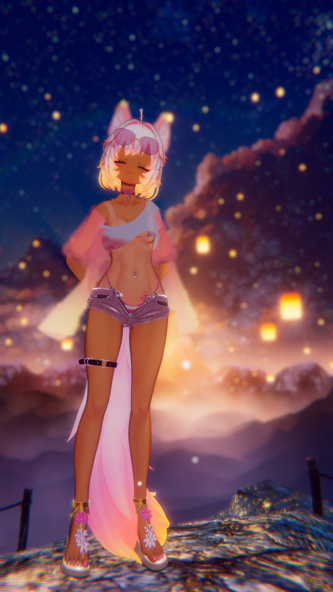 MimimiariVR's tweet photo. Made a little wish beneath a sky full of lights ✨
#VRChat #Chocolat3D https://t.co/2XI8M6sR8p