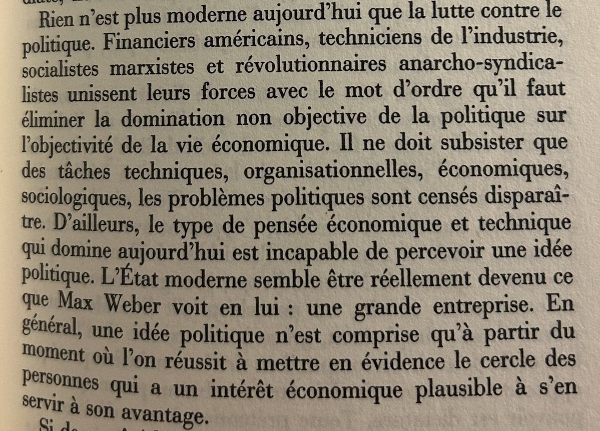 Altarys_'s tweet photo. Ce passage sur la dépolitisation du politique est toujours extrêmement pertinent.

Théologie politique, Livre I chapitre III, Carl Schmitt, 1922-1969. https://t.co/a7RAyaRGh0