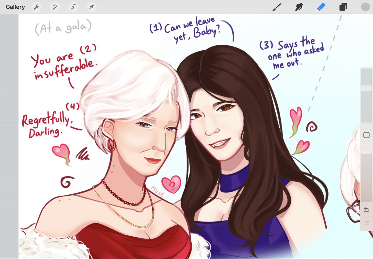 s3raphiicmuse's tweet photo. Day 6
🍷 Vampire x Fake Dating AU

In a world where humans and vampires coexist, Miranda gets herself accused of discriminating against vampires. It leads to them pretend dating to stop those rumours, and in return Andy gets free blood supply.

#mirandyweek2026 #mirandy #tdwp https://t.co/JGkMarP1AM