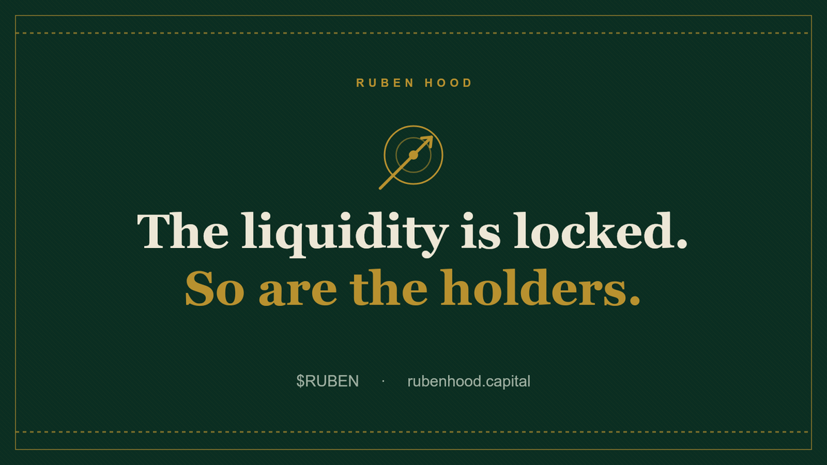 TheRubenhood's tweet photo. Liquidity on $RUBEN is locked, permanently. This protects our holders, who are, in a similar sense, also locked in. https://t.co/GoVjAUmUPj