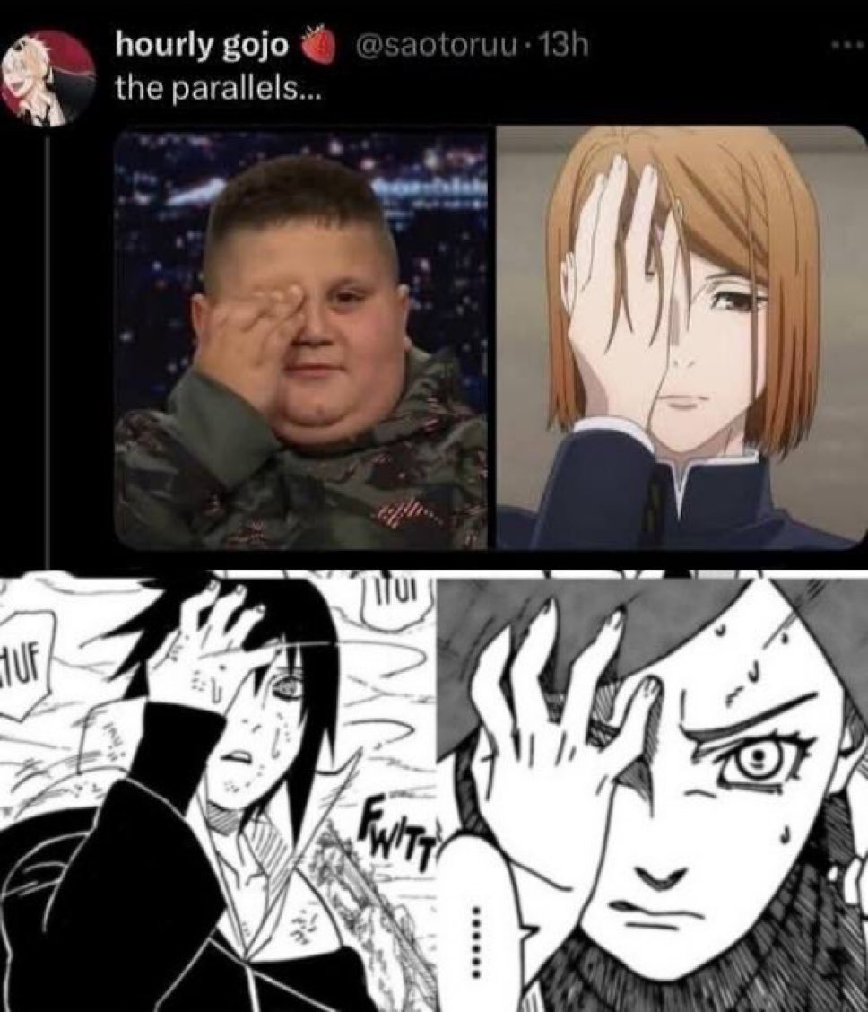 hotgirltraumas's tweet photo. ngl whenever i see freaks try to force parallels between kushina and sasuke instead of kushina and naruto (you know, her literal son who has her face and mannerisms and is subjected to the same burden as a jinchuuriki whose body is used as a tool) they sound like this https://t.co/S0C9lu7PnX
