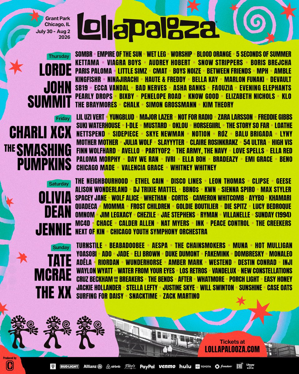 arrowyuu's tweet photo. 『Lollapalooza | Grant Park, Chicago | July 30 – Aug 2, 2026』
現地時間： 8/2(日)19:45 - 20:45
日本時間： 8/3(月) 9:45 - 10:45
aespaのDisney+生配信楽しみ💙🌙⭐️🦋 https://t.co/wanW1tI1Ot