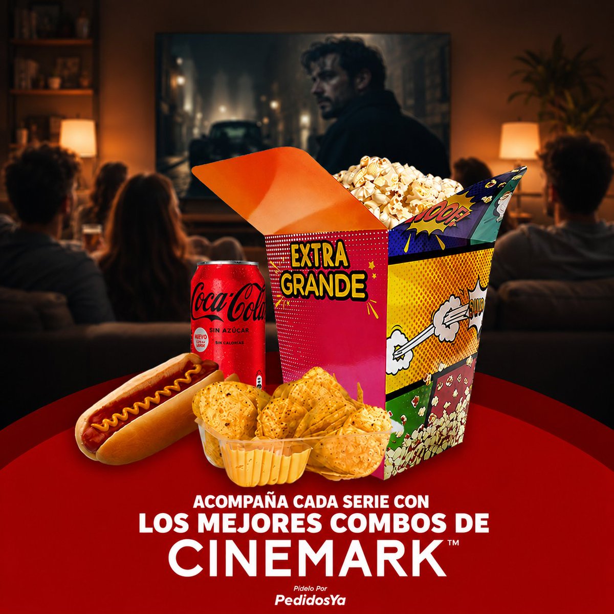 CinemarkSV's tweet photo. 📦🍿 El plan de hoy ya está listo. 

✔️ Tu serie favorita.
✔️ Tu lugar en el sofá.
✔️ El popcorn de Cinemark llegando con #PedidosYa.

Solo falta darle play. 😎 https://t.co/vtrlK6ukie