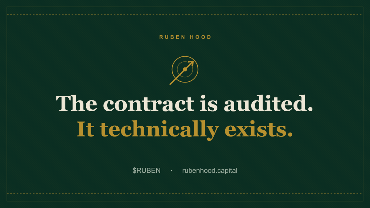 TheRubenhood's tweet photo. $RUBEN has passed a full contract audit. The report confirms the token exists. We have framed it. https://t.co/cIQVsNb5Nk