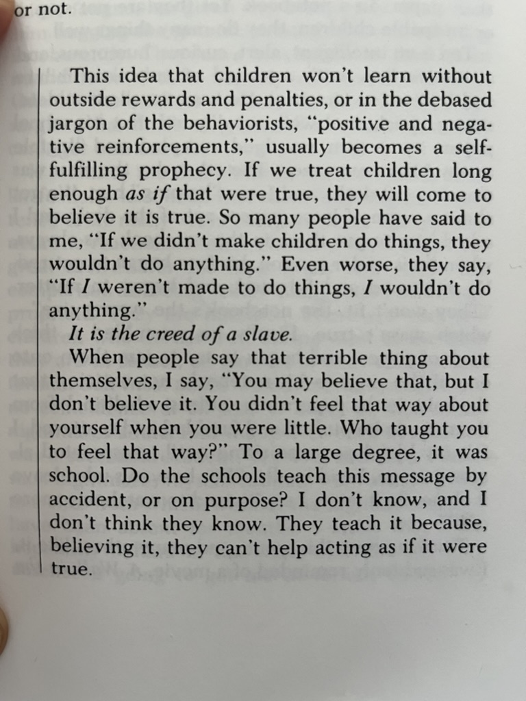 DeeperHumanLoop's tweet photo. the creed of a slave

(from 'How Children Fail') https://t.co/1XQnO6RAPu