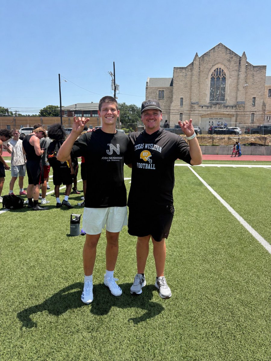 BradieFortner's tweet photo. Had a great time at Texas Wesleyan football camp today! Thank you to @Coach_RGlover for the invite and the opportunity to compete! https://t.co/sVaM0CHQnO