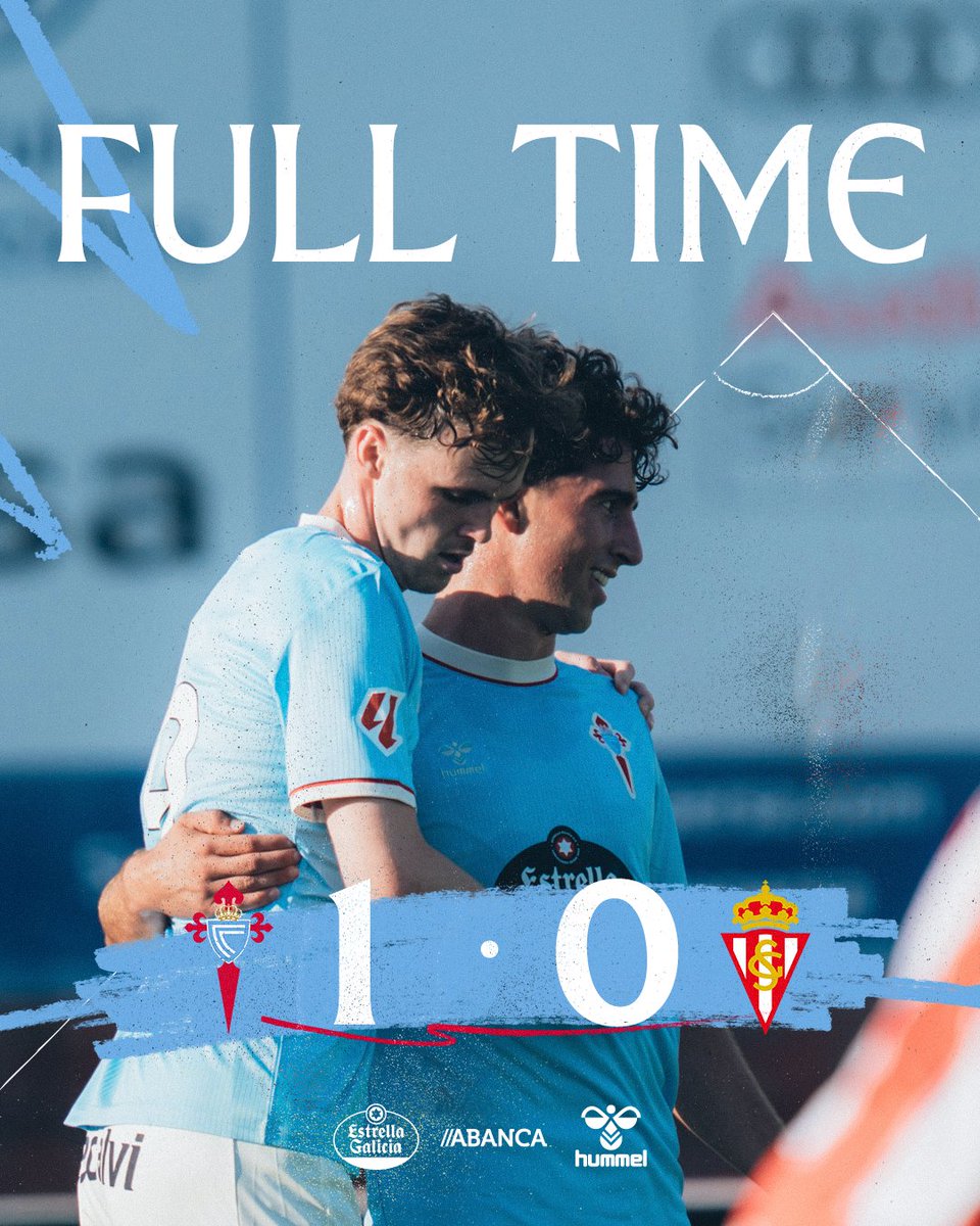 CeltaEnglish's tweet photo. 🏁 𝗙𝗨𝗟𝗟-𝗧𝗜𝗠𝗘 ✅
First pre-season win secured as we continue building towards the new campaign 💪
On we go. 🩵
#CeltaRealSporting https://t.co/V5frFX6Acn