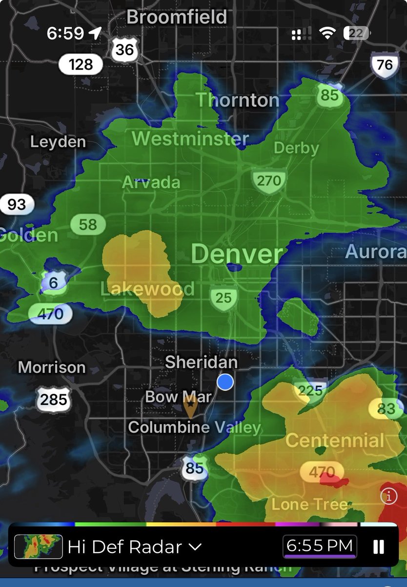 Michael63452494's tweet photo. @BianchiWeather re: your instagram post.  My house (blue dot) during yesterday’s storm. https://t.co/FzJ6mfnTfc