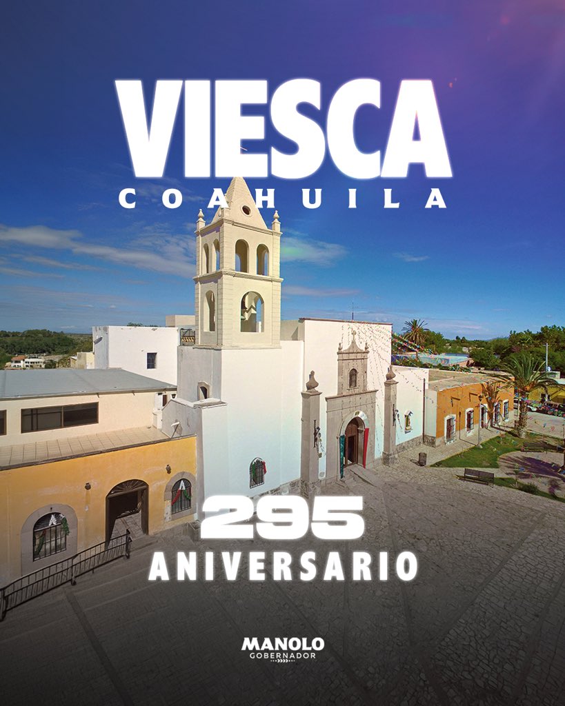 manolojim's tweet photo. Un saludo muy especial para nuestra gente del hermoso Pueblo Mágico de #Viesca, que hoy celebra 295 años de historia y grandeza. ¡Felicidades a sus mujeres y hombres trabajadores, que con orgullo llevan esta gran tierra siempre #PaDelante! 🤠🎉 #APasosDeGigante https://t.co/I0FZFm3i9u