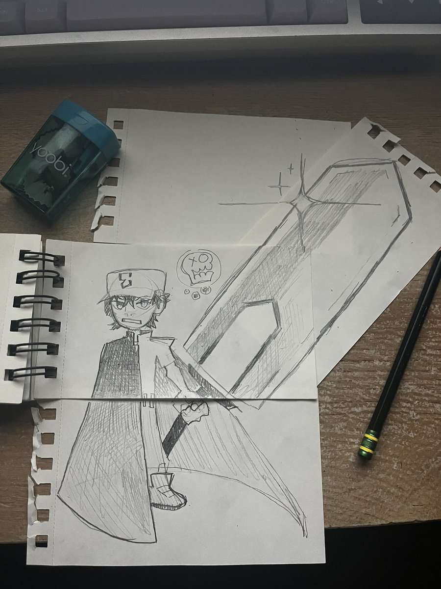 sbauho's tweet photo. @ostojenko had to extendo the pages to draw his sword once 😭😭 https://t.co/afIbBdi2if