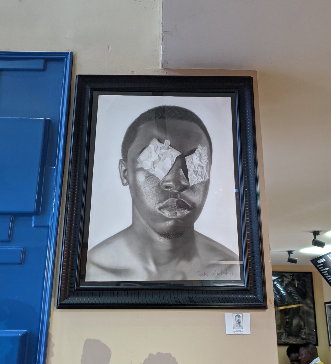 Shadrach_drawz's tweet photo. My exhibition debut and my muse. Painstaking hours invested leading to this debut piece "Concealed". https://t.co/Mbnpr17XR4
