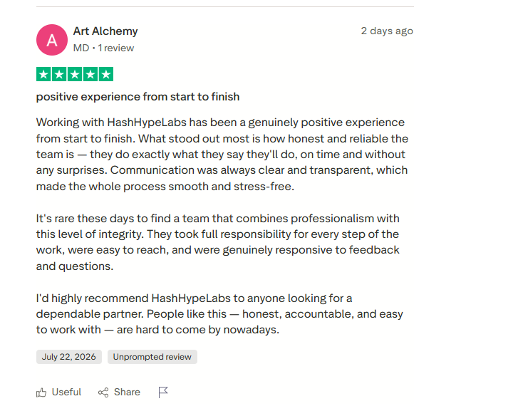 emran_MEXC's tweet photo. Reviews like this make all the late nights worth it. ❤️

At HashHype Labs, we believe trust is earned through consistent delivery, honest communication, and real results.

Grateful for every client who puts their confidence in us. 🚀

Onward and upward.

#HashHypeLabs #Web3 #CommunityManagement #Blockchain