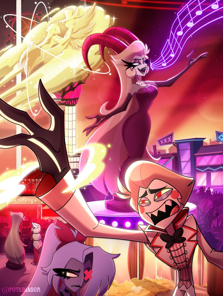 potainasor's tweet photo. Lilith's return🖤✨️🎶

The Queen of Hell has returned, And it's gonna be a Happy day in Hell

This fanart has A LOT of details based off of words from the cast 💜

#lucililith #charliemorningstar #hazbinhotel #Lilith #Lucifer https://t.co/GYebtWkyjY